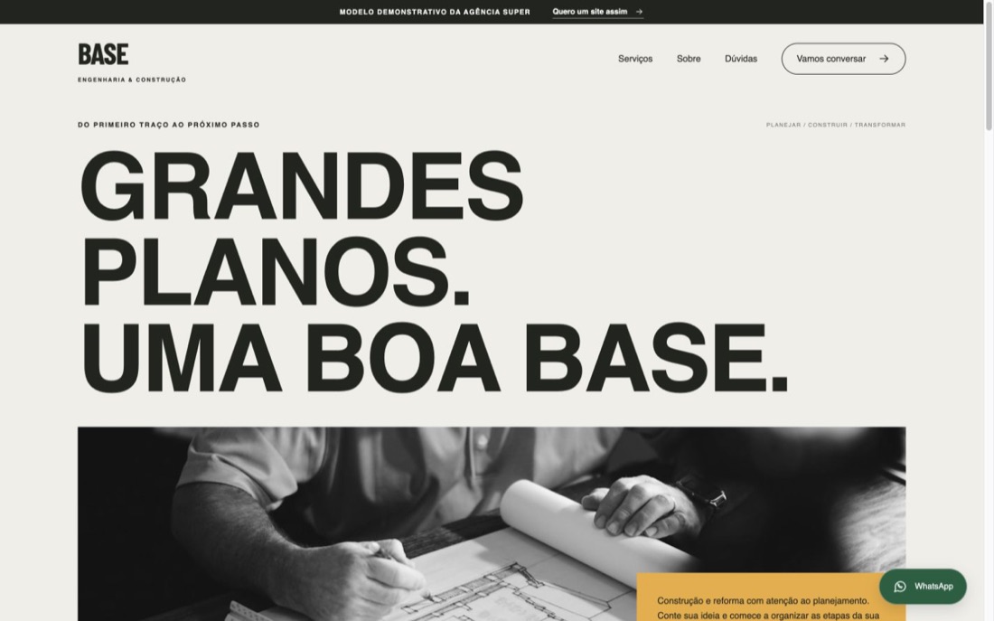 Prévia real do modelo BASE para Reformas e construção