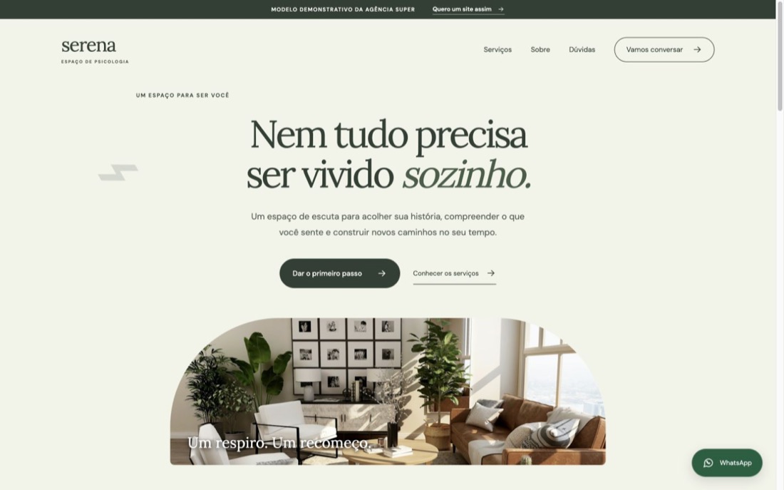 Prévia real do modelo serena para Psicologia