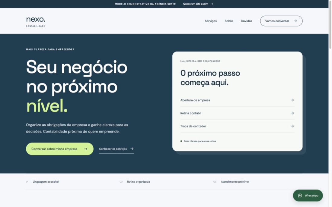 Prévia real do modelo nexo. para Contabilidade