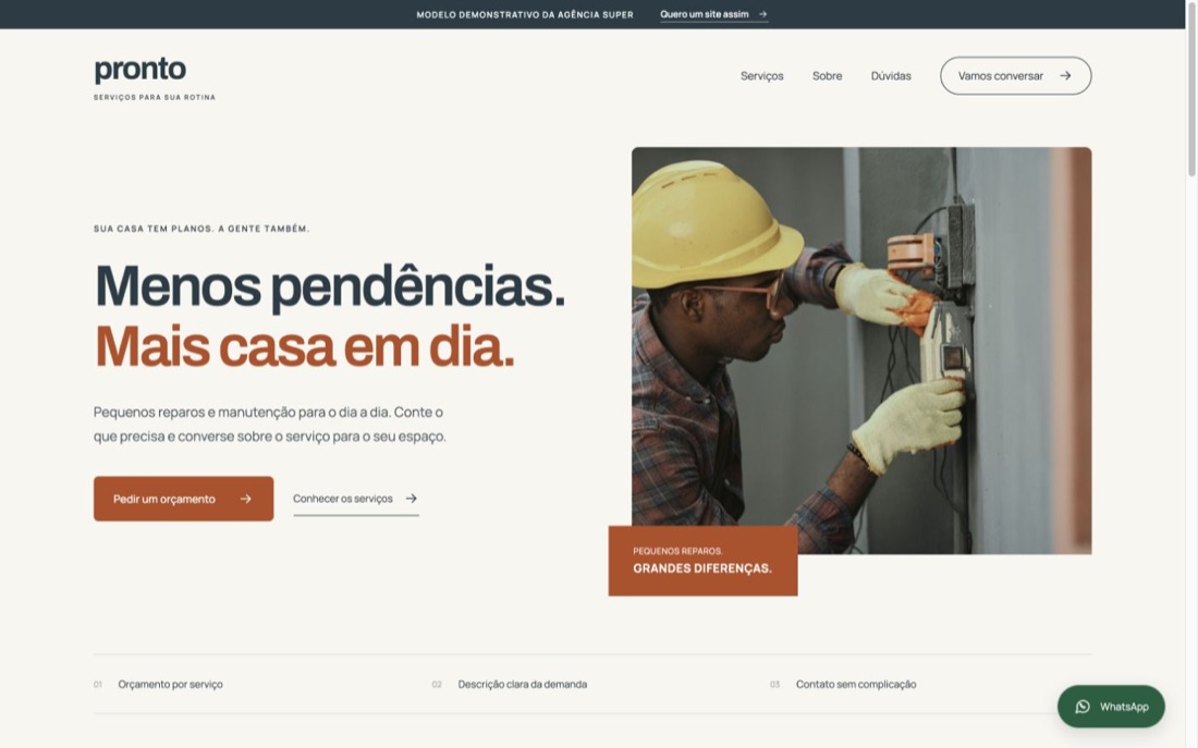 Prévia real do modelo pronto para Geral — serviços locais